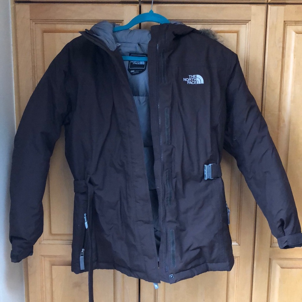 GIRLS XL / WOMENS S The North Face Brown Puffer